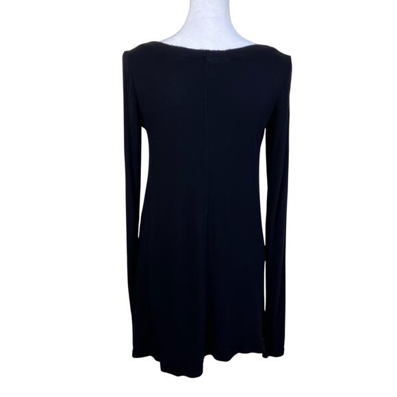 Free People XS Flowy January Long Sleeve Top Ribbed Raw Hem Black Casual Soft - Picture 8 of 15